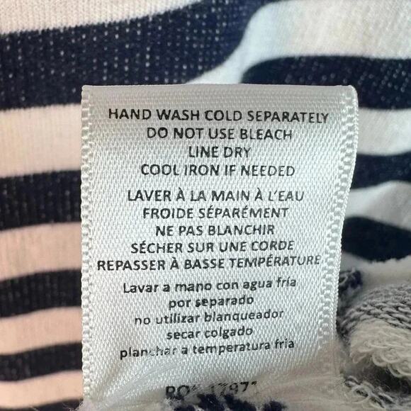 BOBEAU Striped midi dress jersey knit, cotton cuff crewneck nautical, plus size - Picture 5 of 9